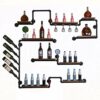 Wine rack Loft Vintage Industrial Wind Rack Wrought Iron Wood Hose Rack Wall-mounted Wine Rack Cup Holder Glassware Rack Wine Cooler 75 * 20 * 14