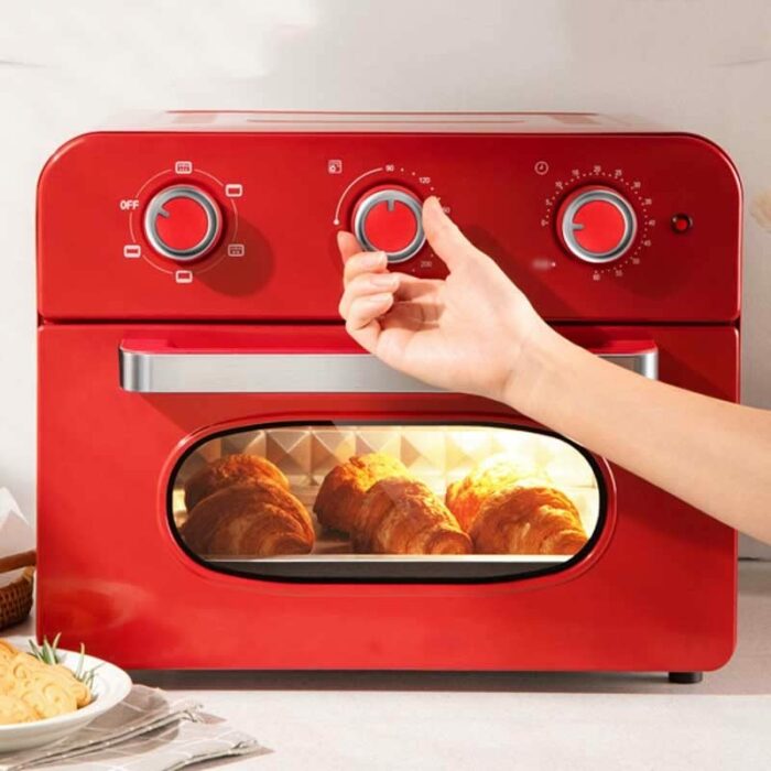 KKYKP Electric mini oven multi-function hard with time broil includes baking pan and rack toaster pizza (Color : Red, Size : 38.3 * 41.4cm)