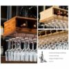 Ceiling Stylish Simplicity Wine Racks Modern Minimalist Wood Storage Home Goblet Racks Kitchen Cutlery Bottle Racks Floating Glass Racks (Bronze