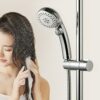 OFFO Shower Head Holder, Adjustable 18-25mm Diameter Hand Shower Holder Bracket for Slide Bar,Detachable Slider Clamp Bathroom Replacement, 360 D