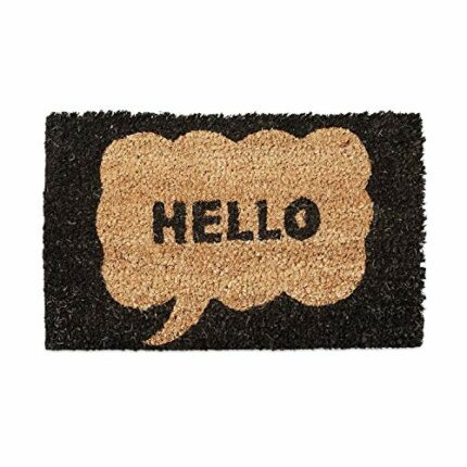 Relaxdays Kids Childrens Mini Doormat Coir with Hello Speech Bubble Theme as Welcome Mat Anti-Slip Robber Underside 1.5 x 40 x 25 cm, Motif: Hell
