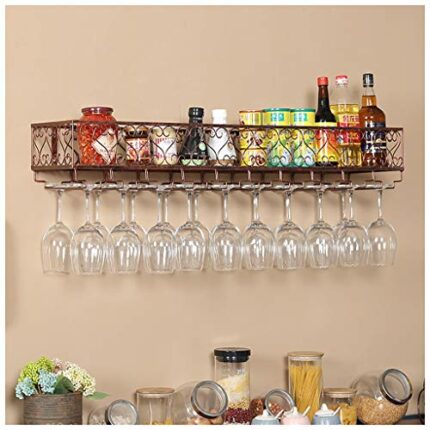 Stylish Simplicity Retro Stylish Simplicity Down Wine Rack Simple Creative Multi-Function Display Storage Wine Glass Holder Restaurant Kitchen Ba