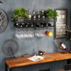 Wine Racks Wall Mount, Ceiling Mounted Hanging Wine Bottle Holder Metal Iron Black Wine Glass Rack Goblet Stemware Racks - 100cm/40inch