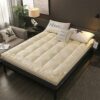 Traditional Mattress Futon Topper, Soft Thick Tatami Mattress, Folding Upholstered Pad Single Double Comfy Sleeping Mat Japanese Roll Up Guest Ma