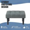 BRIAN & DANY Small Footstool Ottoman, Linen Wooden Foot Stool Ottoman with Wood Legs, Sofa Footrest Extra Seating for Living Room Entryway Office