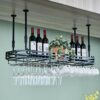OUSIKA Wine Racks,Wine Lovers/Wall Wine Rack Hanging Wine Glass Rack Bar Creative Wine Rack Upside down Goblet Rack Ceiling Decoration Shelf for