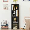 VECELO 4-Tier Bookcase, Modern Storage Cabinet with Height Difference Shelves for Standard Textbooks, 5 Cubes, Vertical or Horizontal, Easy Assem