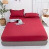 Breathable Lux Bed Sets Solid Color Brushed Mattress Topper, Bedroom Hotel Homestay Aloe Cotton Single Double Bed Sheet Grey 180x200cm