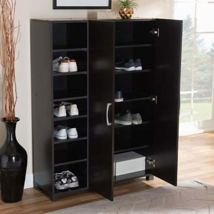 SDFGH Hallway Furniture and Shoes Storage 2 Door Entryway Shoe Storage Cabinet with Open Shelves