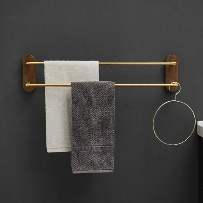 TBIIEXFL Bathroom Aluminum Towel Hanger Mounted Towel Rack Wood Towel Bar Rail Bathroom Accessories (Color : D, Size : 40cm)