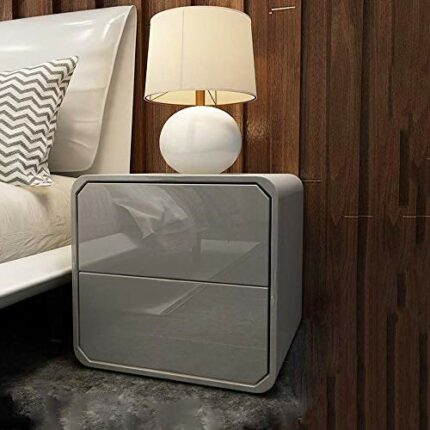 FRDTSG Bedside Table Wood Minimalist Gray Bedside Table, Two-layer Drawer Type Large Capacity Bedside Table