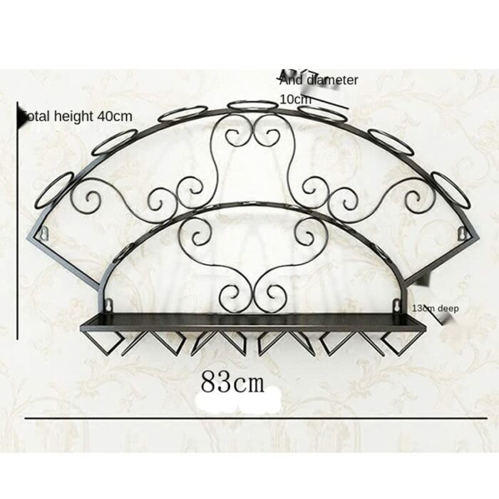 DLOETT Wine Rack Wall Hanging Wall Rack Personality Support European Retro Wrought Iron Display Cabinet