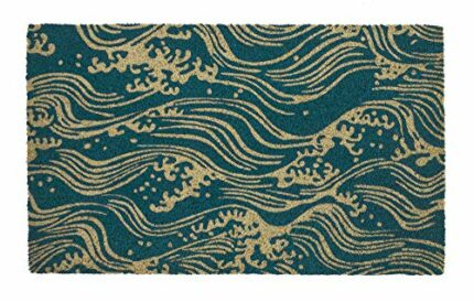 Entryways Victoria and Albert Museum Waves Coir Doormat, Blue, 45 x 75