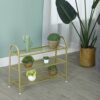Urban Iron Metal Gold Shoe Rack,Premium Large 3 Tier Shoe Stand,Free Standing Shoe Organizer for Bedroom,Closet,Entryway,Apartment