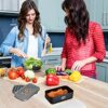 Cheese Grater with Container and Lid & Peeler Set - Vegetable Fruit Multi-Function Stainless Steel Kitchen Utensil Kit with Black Food Plastic St