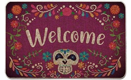 GAGEC Halloween Door Mat Outdoor Rug Mexican Sugar Skull Calavera Doormat Mexico Day of The Dead Rugs Farmhouse Decor Home Kitchen Floor Front Do