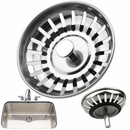 Kitchen Sink Plug Stainless Steel Sink Bowl Strainer Plug Replacement Food Hair Catcher Filter for Kitchen Sink Bowl, Diameter 78mm