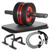 EnterSports Ab Rollers Wheel Kit, Exercise Wheel Core Strength Training Abdominal Roller Set with Push Up Bars, Resistance Bands, Knee Mat Home G