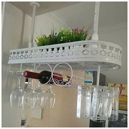 Stylish Simplicity Down Vintage Ceiling Metal Wine Rack Simple Creative Display Storage Storage Racket Wine Glass Holder Height Adjustable Restau