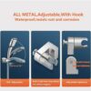 ANMEISH Shower Head Holder with Hook, All Metal Adjustable Shower Holder Bracket No Drilling, Universal Adhesive Shower Head Holder Wall Mounted