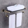 Towel Rack, Simple Bath Towel Rack Double-Layer Aluminum Alloy, Fashionable Black Gold Bathroom Rack Kitchen Bathroomniture Ornament