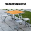 Wgwioo Camping Table Siamese Tables And Chairs, 4 in 1 Portable Set Up A Stall Travel Picnic Table And Chair Set, Outdoor Get Together Folding Ta
