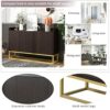 WALNUT Sideboard Buffet Adjustable Shelf Metal Legs With Large Storage Space For Dining Room, Entryway.