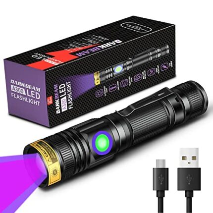 DARKBEAM UV Light Torch Ultraviolet Flashlight Rechargeable 395nm, Wood's Lamp Black Light Blacklight Portable Mini Handheld LED Pet Urine Ringwo