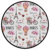 Aslsiy Eiffel Tower Air Balloon Doormat Pink Blossom Flowers Bicycle Wine Macaroons Round Floor Mat Washable Non-Slip Indoor Outdoor Area Rug for