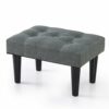 BRIAN & DANY Small Footstool Ottoman, Linen Wooden Foot Stool Ottoman with Wood Legs, Sofa Footrest Extra Seating for Living Room Entryway Office