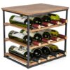 Wine Rack Countertop Tabletop Wine Holder - Rustic Wine Stand 12 Bottle Freestanding Storage Display Wine Cabinet