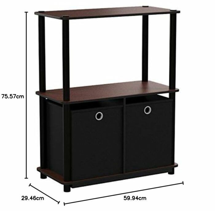 Furinno Storage Shelves, Wood, Dark Cherry/Black, one size