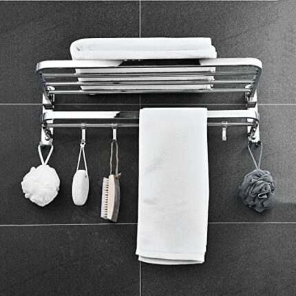 HIGOH Towel Racks,Bathroom Towel Rack Wall Mounted Towel Holder,Nail-Free Bathroom Shelf for Towels,Stainless Steel Polished Bath Towel Rack Hold