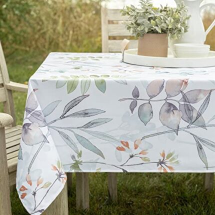 Benson Mills Indoor-Outdoor Spillproof Fabric Tablecloth for Spring/Summer/Party/Picnic (52" x 52" Square, Botanica)