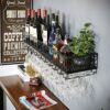 EYLINK Wine racks Black Wall-Mounted Industrial Hanging Wine Glass Racks Stemware Holder Decoration Shelf Organizer for Bars, Living Room, Kitche