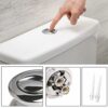Toilet Flush Button(Silver),Round Head Toilet Flush Button,Toilet Push Button Flush Replacement,Two Rods Dual Push Button Toilet Flush Button for