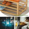Upholstered Shoe Rack Bench Shoe Storage Bench Seat,Entry Furniture Shoe Organizer With Golden Shoe Shelf,Faux Leather,60X35X45Cm