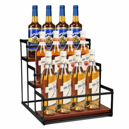 Infankey Coffee Syrup Rack Organizer Syrup Bottle Holder Stand for Coffee Bar 3-Tier 12 Bottles Storage Shelves for Syrup, Wine, Dressing for Kit