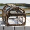 Calayu Small Treasure Chest, Plastic Transparent Pirate Treasure Chest Vintage Pirate Treasure Hunt Crystal Gemstone Jewellery Box Jewellery Pira
