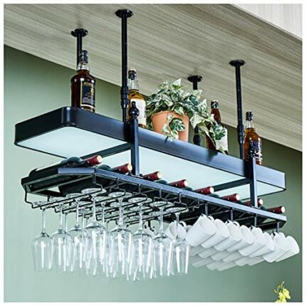 Vintage Iron Stylish Simplicity Down Wine Glass Holder Simple Display Household Wine Glass Holder Kitchen Restaurant Bottle Holder Height Adjusta