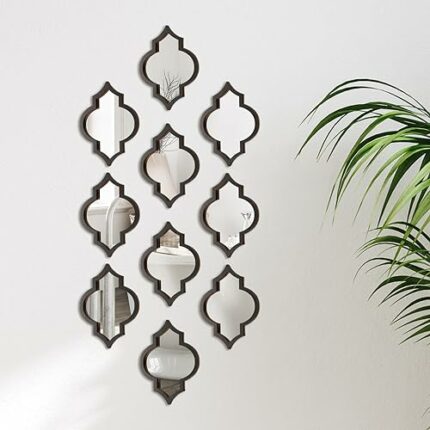 Barydat 10 Pcs Moroccan Mirror Tear Drop Mirror Wall Decor Moroccan Wall Decor Farmhouse Rustic Decorative Mirrors Accent Mirror for Bedroom Bath