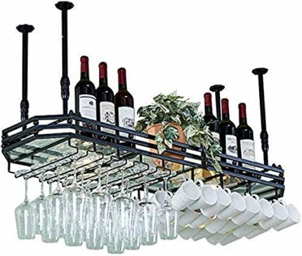 OUSIKA Wine Racks,Wall Mounted Wine Rack Hanging Wine Glass Rack Bar Creative Wine Rack Upside down Goblet Rack Ceiling Decoration Shelf for Bars