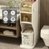 11" W Skinny Bathroom Storage Cabinet, 2/3/4 Tier Toilet Paper Holder Cabinet with Drawers, Narrow Pantry Cabinet for Bedroom, Bathroom, Office,