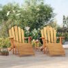 vidaXL 2x Garden Adirondack Chairs with Footrests Armchair Reclining Chair Patio Outdoor Furniture for Fire Pit Beach Poolside Porch Solid Wood T