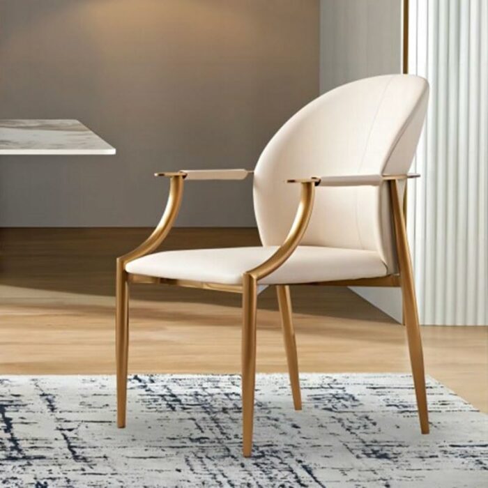 maozi Armrest Dining Chairs Metal Comfortable Backrest Upholstered Chair Kitchen Furniture