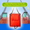 VFM - Blue Folding Sun Lounger Brightly Coloured Waterproof Portable Lightweight Summer Holiday Beach Back Support Fold Up Mat With Built In Shou