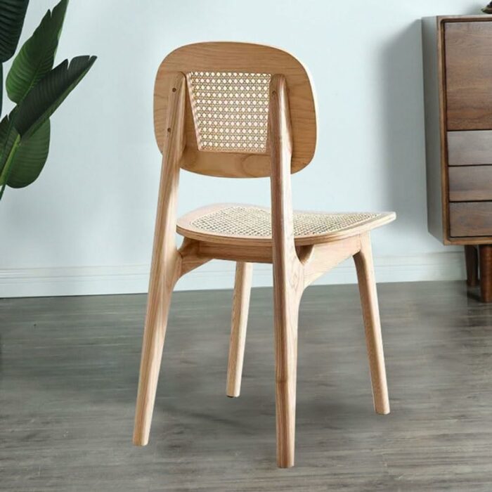 WALNUT Solid Wood Dining Room Chairs Household Rattan Woven Chair With Backrest Simplicity Durable