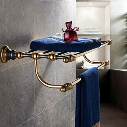 HIGOH Towel Racks, Bathroom Towel Rack Wall Mounted Towel Holder,European-Style All-Copper Bathroom Hardwares,American-Style and Antique Bath Tow