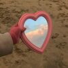 Vosarea Makeup Mirror Heart Shape Wall Desktop Mirror Cosmetic Vanity Mirror for Women Ladies Friends Gift (Pink)