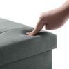 BRIAN & DANY Ottoman Storage Box with 4 Wood Legs, Linen Foot Stool, Footstools for Living Room, Gray, 76 x 38 x 38 cm
